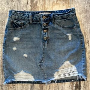 Kancan Destroyed Denim Skirt Size Med.